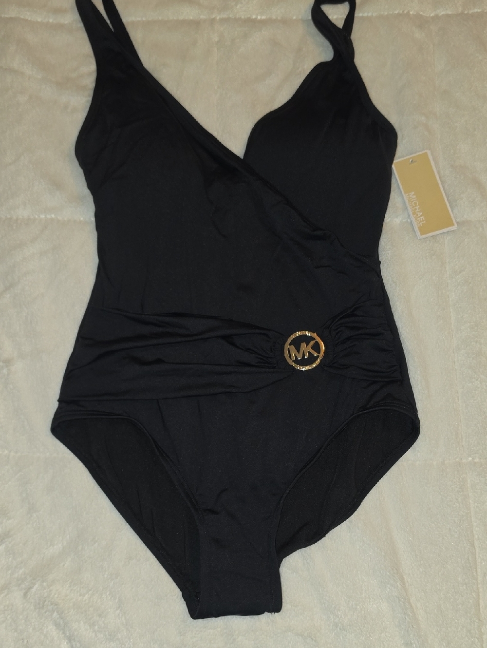 Michael Kors Black One-Piece Swimsuit with Gold MK Emblem